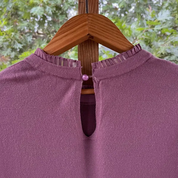 Sioni Women's Milano Sweater Pleated Bishop Sleeves Purple Size L - Image 5