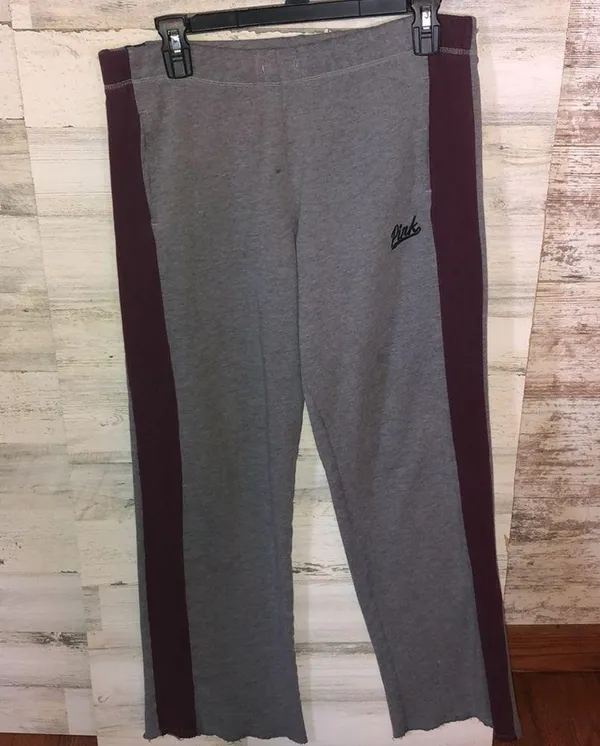 PINK VICTORIA’S SECRET sweatpants gray blue and burgundy size small boyfriend​​​ - Image 3
