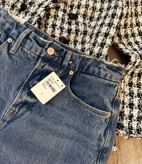 Good American NWT 90s Icon Straight Leg Blue Jeans Blue Size 2/26 - Image 6