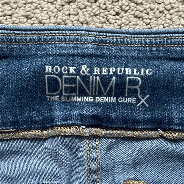 Rock & Republic Blue Skinny Jeans with Eyelet Detail - Image 2