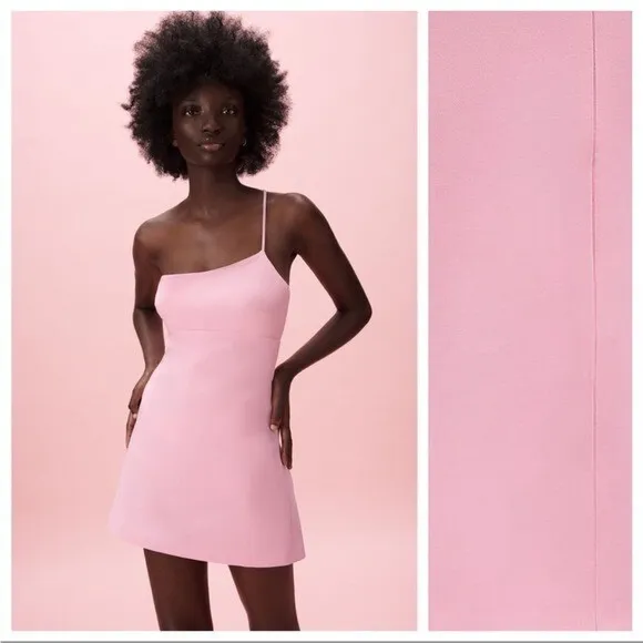 Zara Asymmetric Mini Dress with Built in Short‎ in Light Pink Size Extra Small - Image 2
