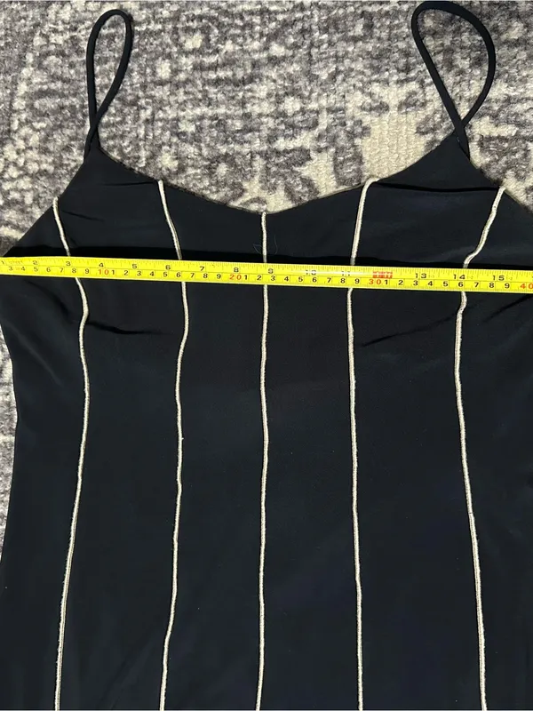 Joseph Ribkoff Size 12 Black Cream Ivory Contrast Seam Stitched Maxi Slip Dress - Image 8