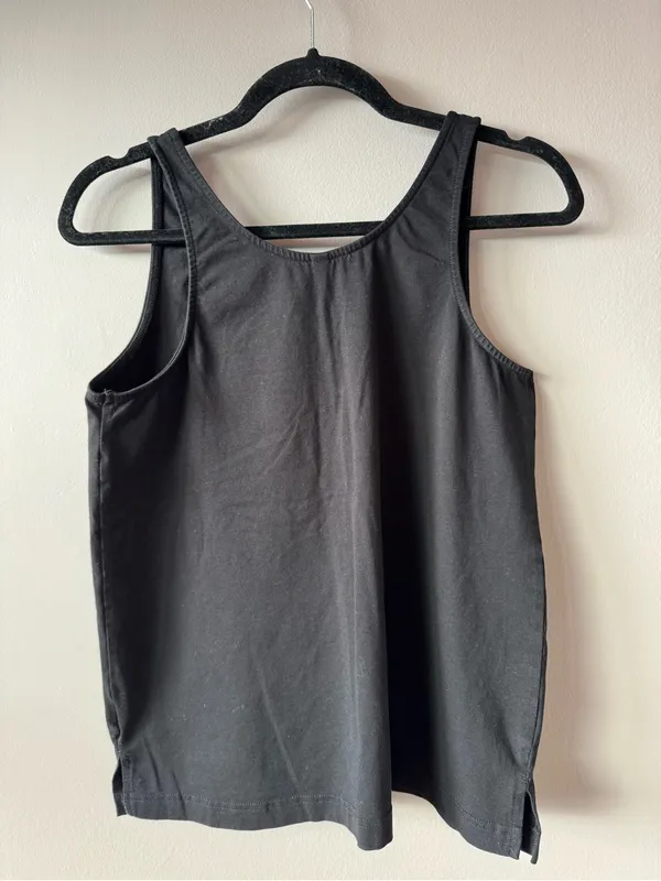 Pact Women’s Black Organic Cotton Henley Quarter Snap Tank Size Small - Image 4