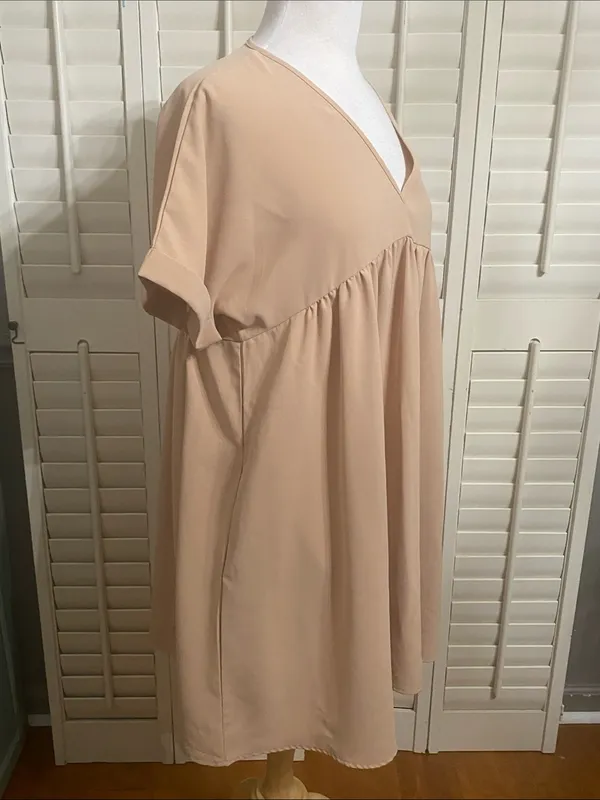 V-Neck Mini Babydoll Dress Size S - Image 4