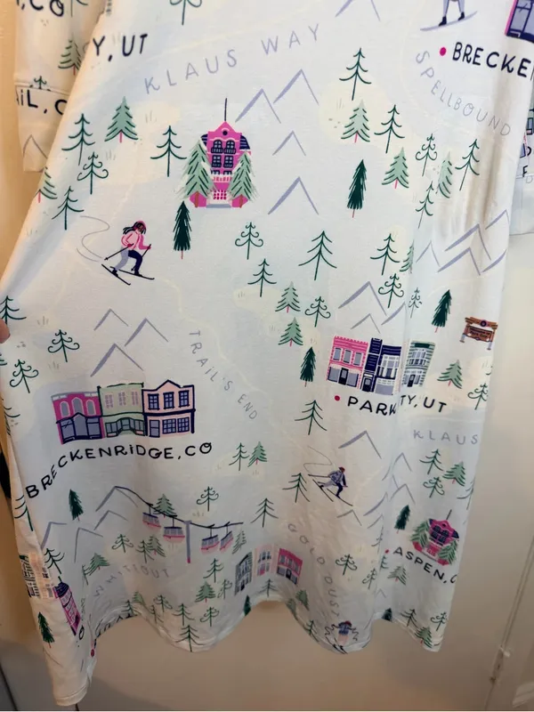 Soma XS Ski Town Nightgown Dress Aspen Vail Breckenridge Park City 3/4 Sleeve - Image 4