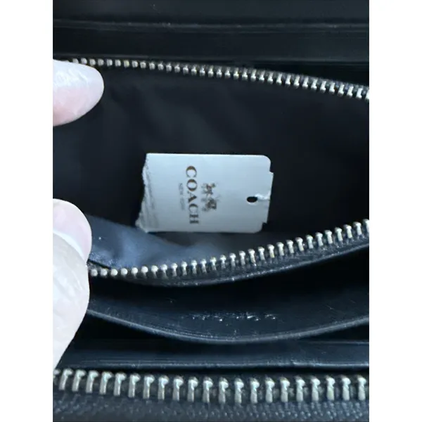 Coach Signature Accordion Zip‎ Around Wallet Charcoal Orange Large Striped NWT - Image 6