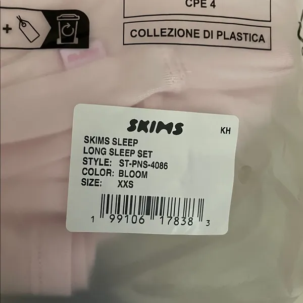 SKIMS NWT Sleep Long Sleeve Soft Pajama Set Pink Bloom Size XXS - Image 9