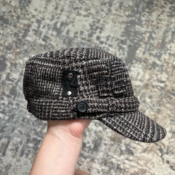 Y2K plaid newsboy houndstooth cap women’s onesize - Image 3