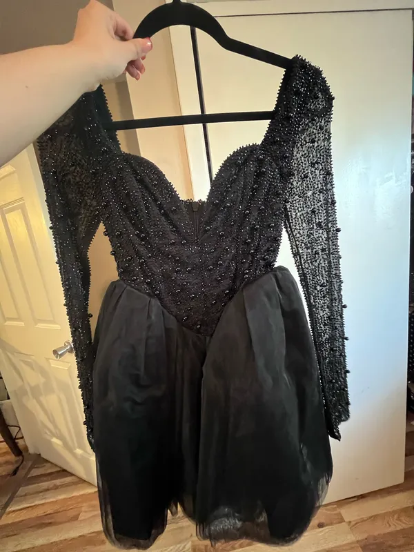 Oh Polly Black Mini Dress Long Sleeve - Image 2