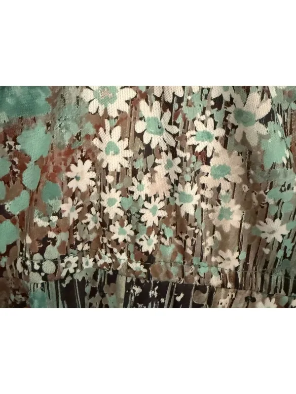 Vintage Floral Dress Size Extra Large XL Cottage Coquette Girl USA Blue Brown - Image 7
