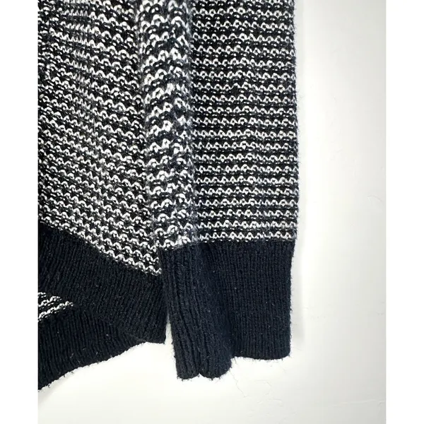 Madewell Size L Women's Pullover Striped Black‎ White Textured Knit Long Sleeve - Image 8