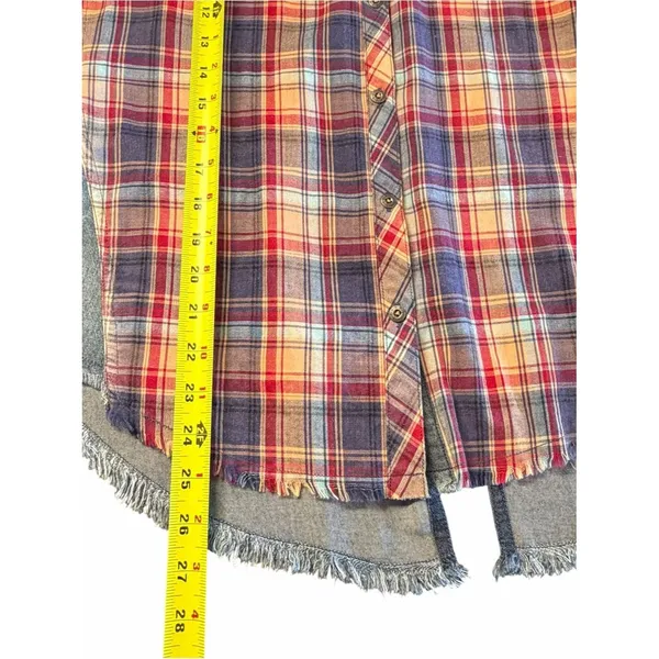 Miss Me Womens Plaid Boho Western Embroidered Button Up Top Size S Cowgirl Indie - Image 7