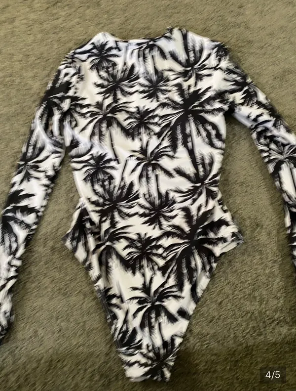 Size small palm tree one piece swimsuit Black - Image 4