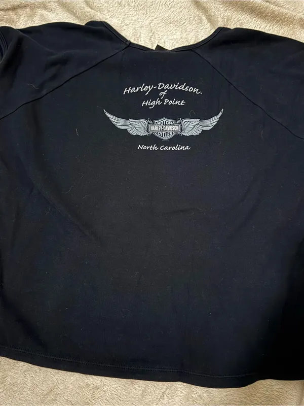 Harley-Davidson Black Long Sleeve Shirt with White Winged Logo - Image 2