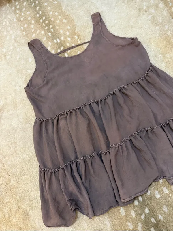 Wave Zone 2X/3X Brown Mineral Wash Tiered Ruffle Dress Boho Lagenlook - Image 4