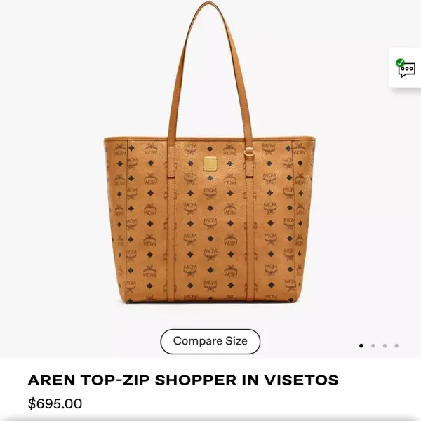 MCM Arena Top Zip Shopper Visettos Cognac - Image 15