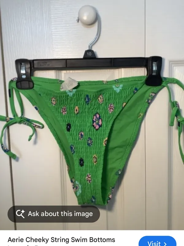 aerie Bright Green Floral Tie-Side Swim Bottoms | Large (New $29.99) - Image 8