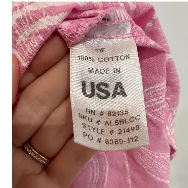 Fresh Produce Pink Seashell Cotton Long Sleeve Top Blouse Made in USA M/L Beach - Image 4