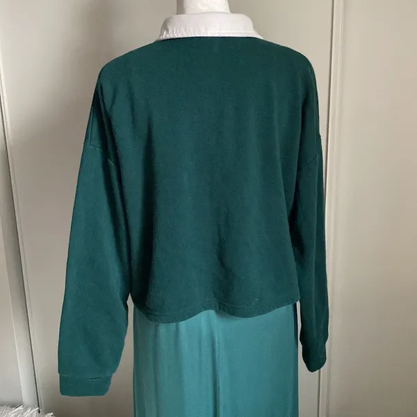 Forever 21 Preppy 80s Inspired Crop Contrast Pullover Polo Rugby Sweatshirt - Image 3