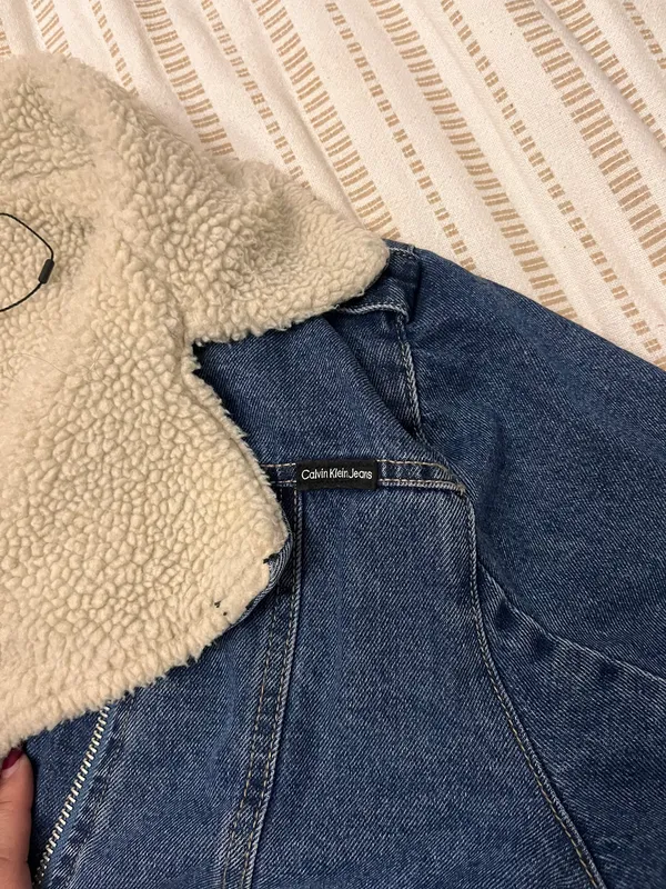 Calvin Klein Jeans Denim Shearling Jacket Jean coat trendy fall - Image 3