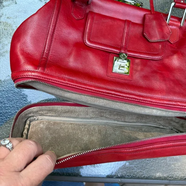 Eileen West Lipstick Red Leather Shoulder Hand Bag And Change Purse - Image 7