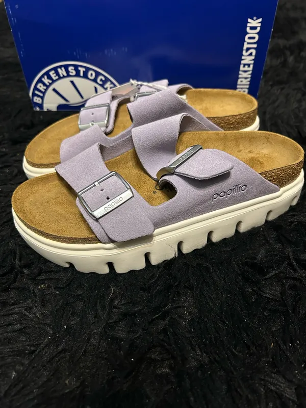 PAPILLIO by BIRKENSTOCK Arizona purple leather platform sandals shoes women’s eur 38 new - Image 2