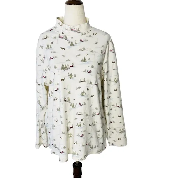 VINTAGE CROFT & BARROW Snowy Granny Turtleneck Top - Image 2