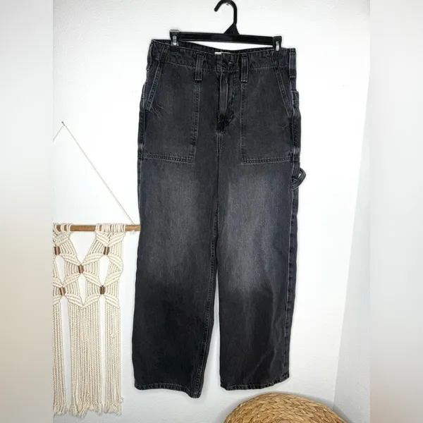 Free People Jeans We The Free Denim Jean Major Leagues VTG Black Mid-Rise Boho - Image 3
