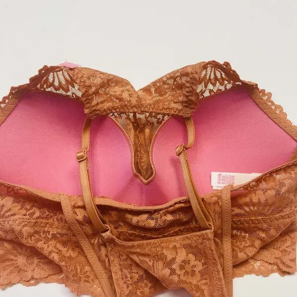Victoria's Secret PINK Lace Bralette Women Small Orange Push Up‎ High Neck Boho - Image 7