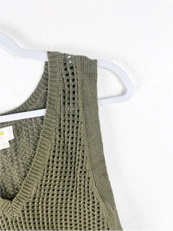 ANTHROPOLOGIE Maeve V-Neck Open-Stitch Knitted Tank Top Size Medium Boho Casual - Image 7