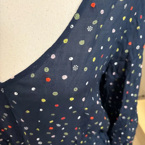 ROLLER RABBIT‎ Subha Top In Blue Bodhi Dots Size Small NWT - Image 2