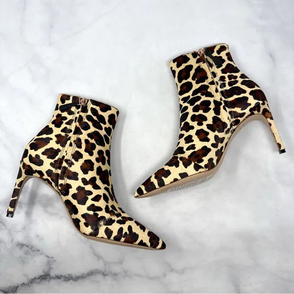 NEW Sophia Webster Rizzo Leopard Calf Hair Pointed Toe Mid Height Ankle Boots 37 - Image 8