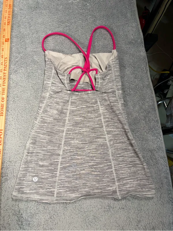 Lululemon Heathered Gray Tank yop with Hot Pink Straps 2 - Image 6