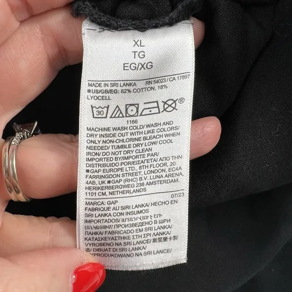 Gap XL Cargo Pants Mid Rise Black Twill Pull On Boho Elastic Waist Boho Grunge‎ - Image 8
