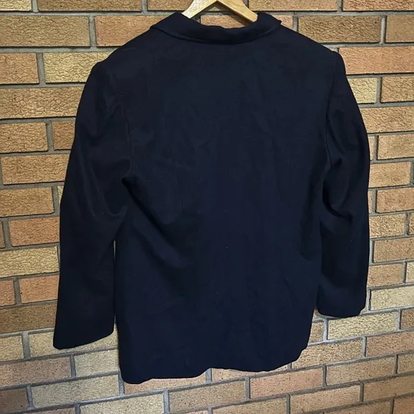 Vintage 90s 100% Wool Maurice’s Navy Blue Pea Coat Button Jacket Size Large - Image 3