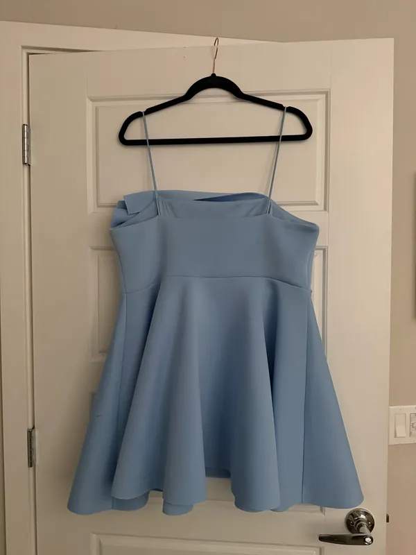 ASOS Sky Blue Spaghetti Strap Fit & Flare Dress - Image 2
