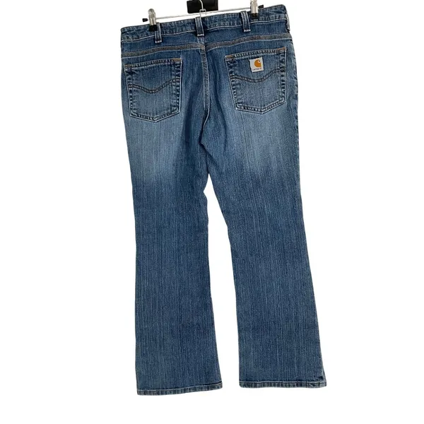 Carhartt Womens Blue Denim Bootcut Jeans 29” 7/8 Mid Rise Casual Workwear Durabl - Image 2