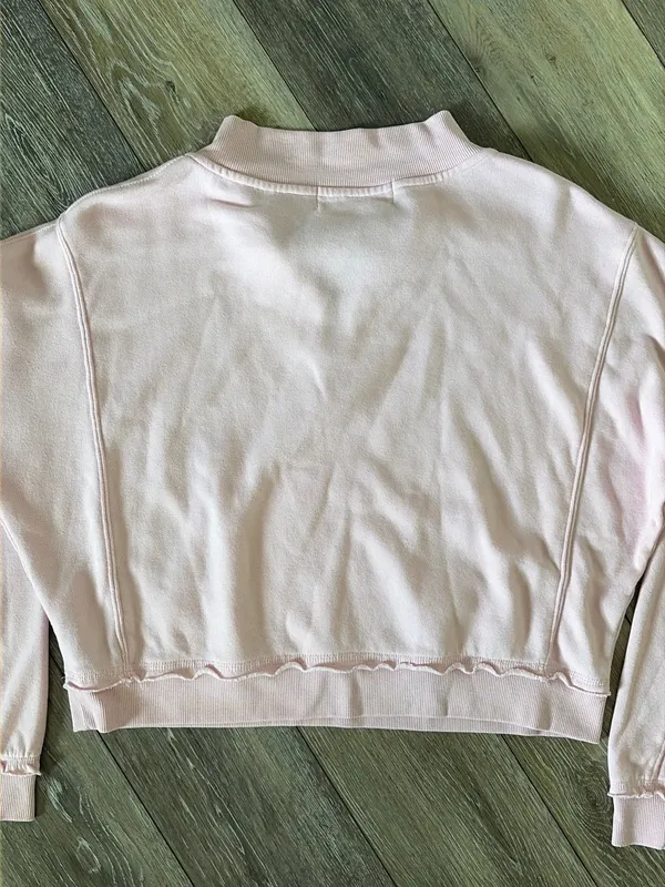 Vintage Havana Baby Pink Quarter-Zip Pullover Sweatshirt - Image 8