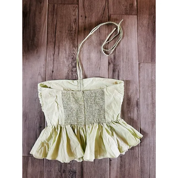 MABLE Babydoll Peplum Top Size L Coquette Dainty Sleeve Green Anthropologie - Image 5