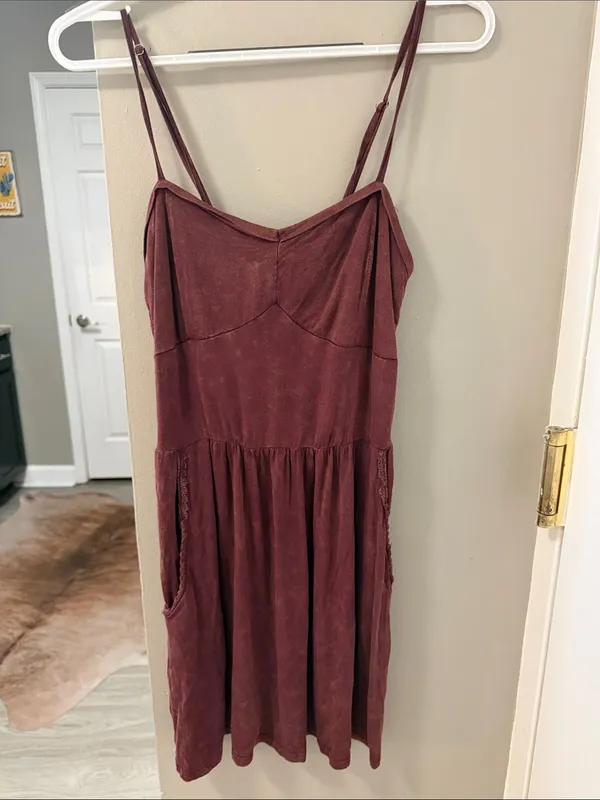 $78 NWOT POL Acid Wash Boho Western Mini Dress S - Image 2