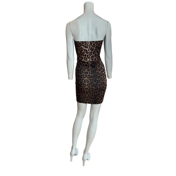 Roly Poly Leopard Print Strapless Mini Dress Brown Black Size M NWT - Image 2
