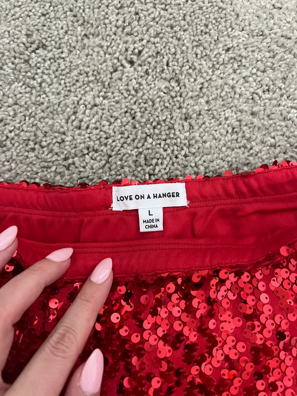 Red Sequin Skirt Size L - Image 2