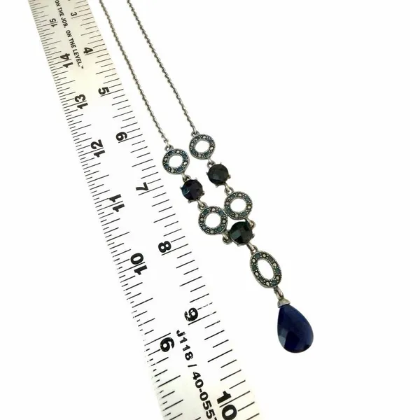 Vintage Avon NR Blue Crystal Rhinestone Y Drop Necklace - Image 7
