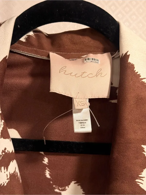 Hutch Brown & White Cow Print Vegan Suede Leather Moto Jacket Size XS - Image 12