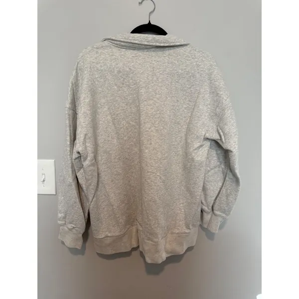 Abercrombie & Fitch Soft AF Max Essentials Quarter Zip Gray Sweatshirt Womens M - Image 3