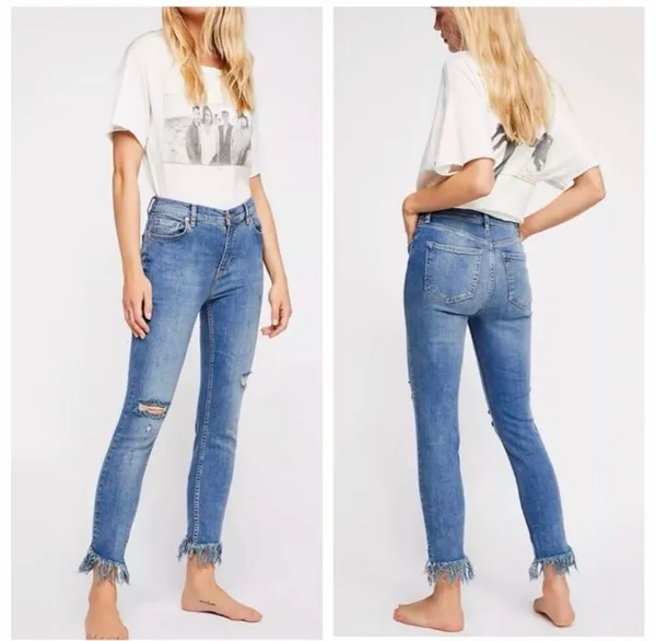 We the free Great Heights raw hem jeans distressed 30 free people - Image 2