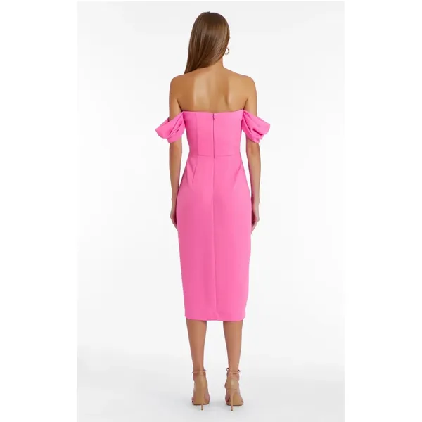 Amanda‎ Uprichard Victoria Pink Off Shoulder Midi Dress NWT L Barbiecore Wedding - Image 2
