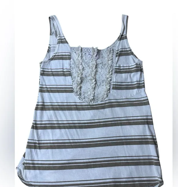 Urban Renewal Striped Tank Top with Lace Front; One Size; best fit Medium Large - Image 3