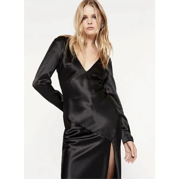 Bardot Lisette midi satiny black night out classic dress - Image 3