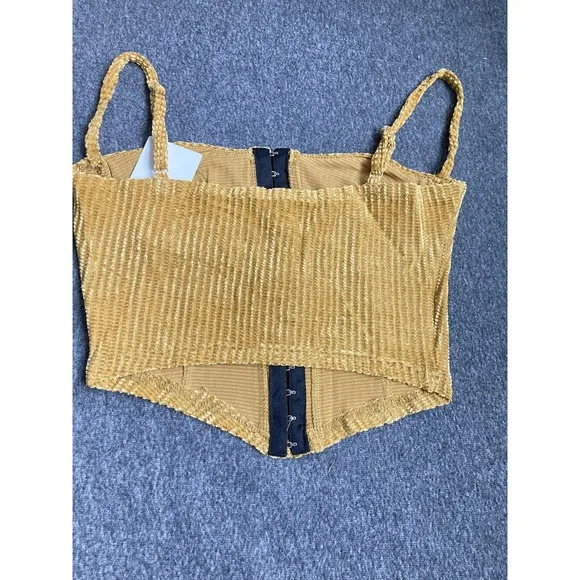 Corduroy‎ Bustier Camisole Top XS Half-Cup Design Adjustable Straps Retro New - Image 4